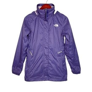 THE NORTH FACE Hooded Windbreaker Jacket Size XS in Polka Dot Navy Blue